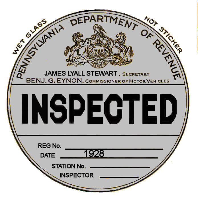 1928 Pennsylvania INSPECTION Sticker